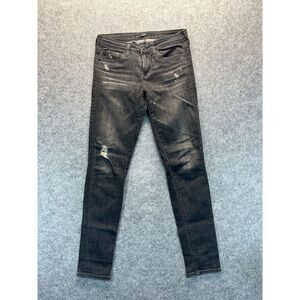 Big‎ Star Jeans Women's 27 Alex Skinny Mid Rise Black Stretch Denim Distressed